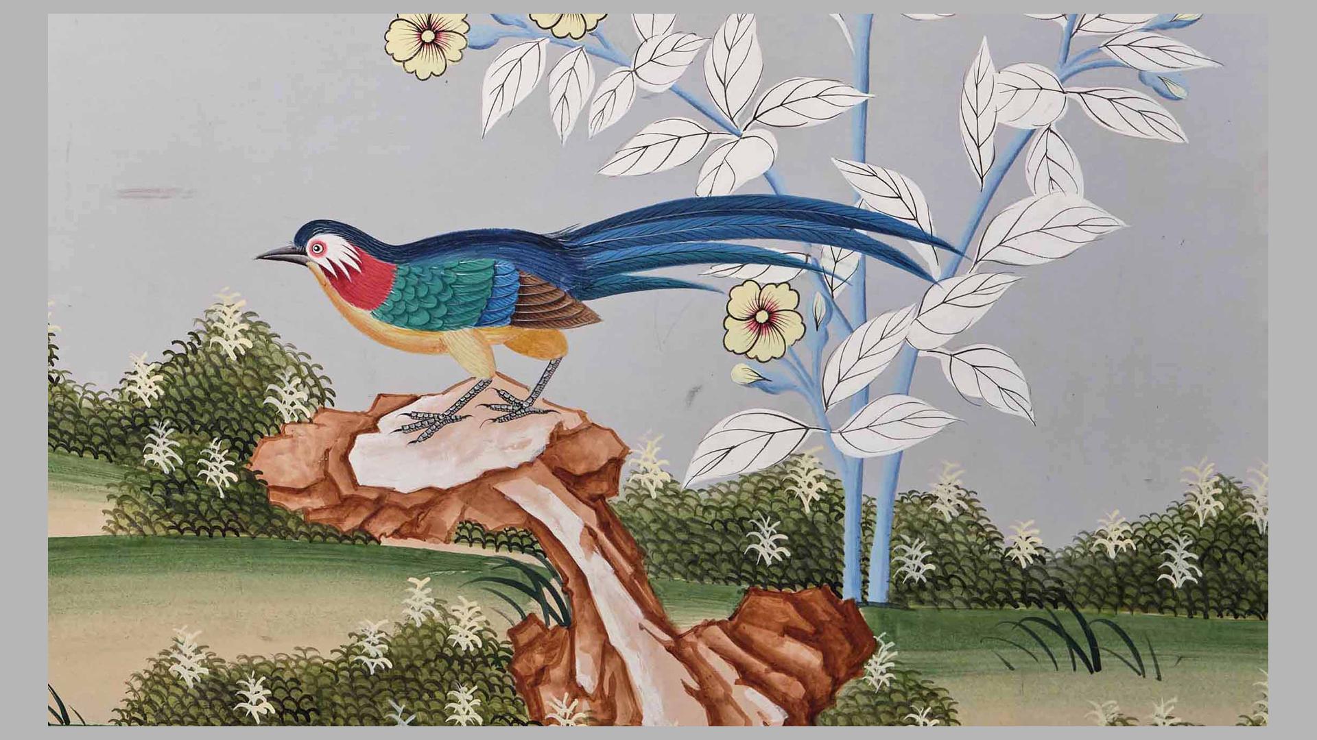 The William IV Room of The Royal Pavilion at Brighton, detail of reproduction wallpaper