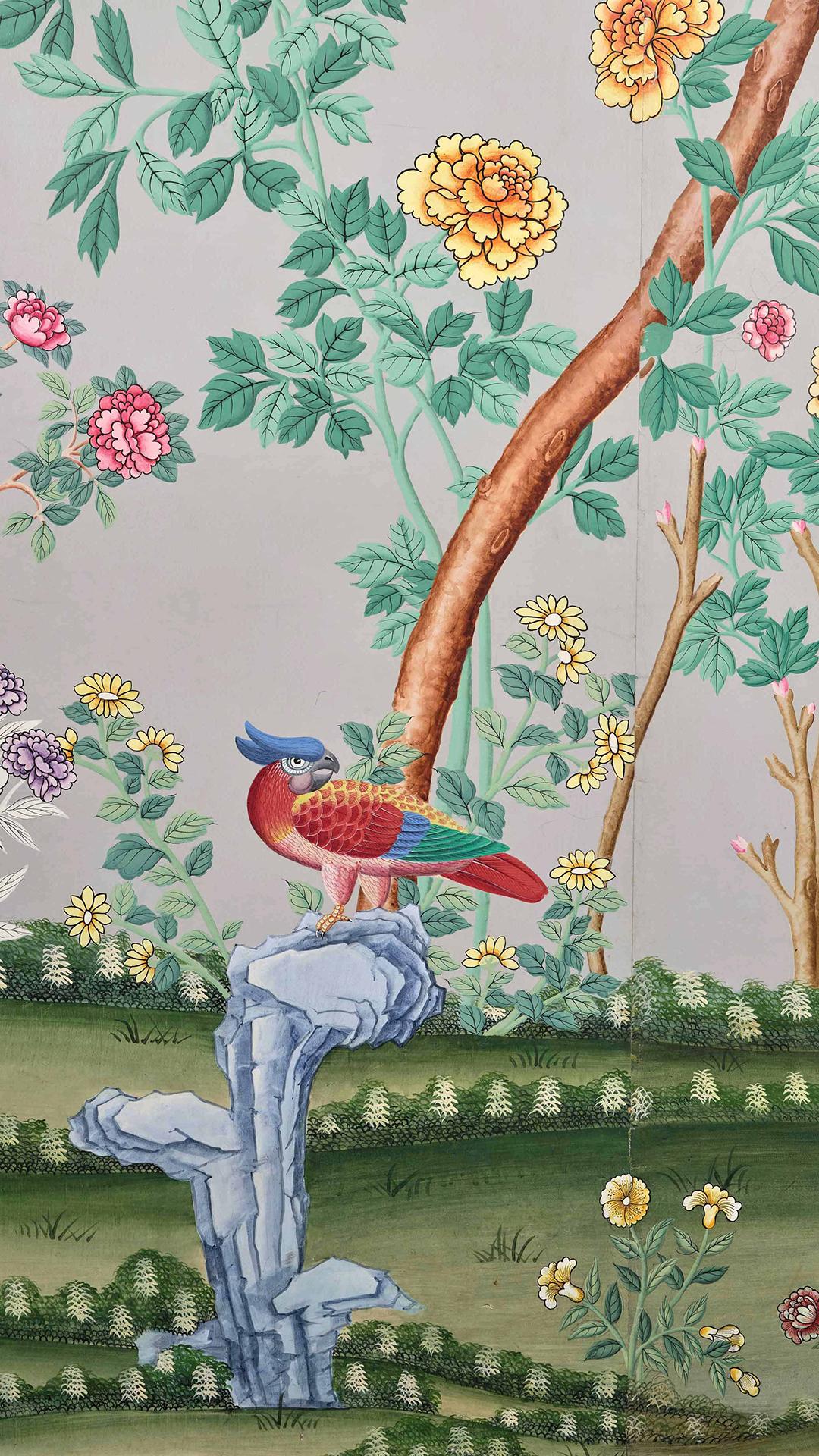 The William IV Room of The Royal Pavilion at Brighton, detail of reproduction wallpaper