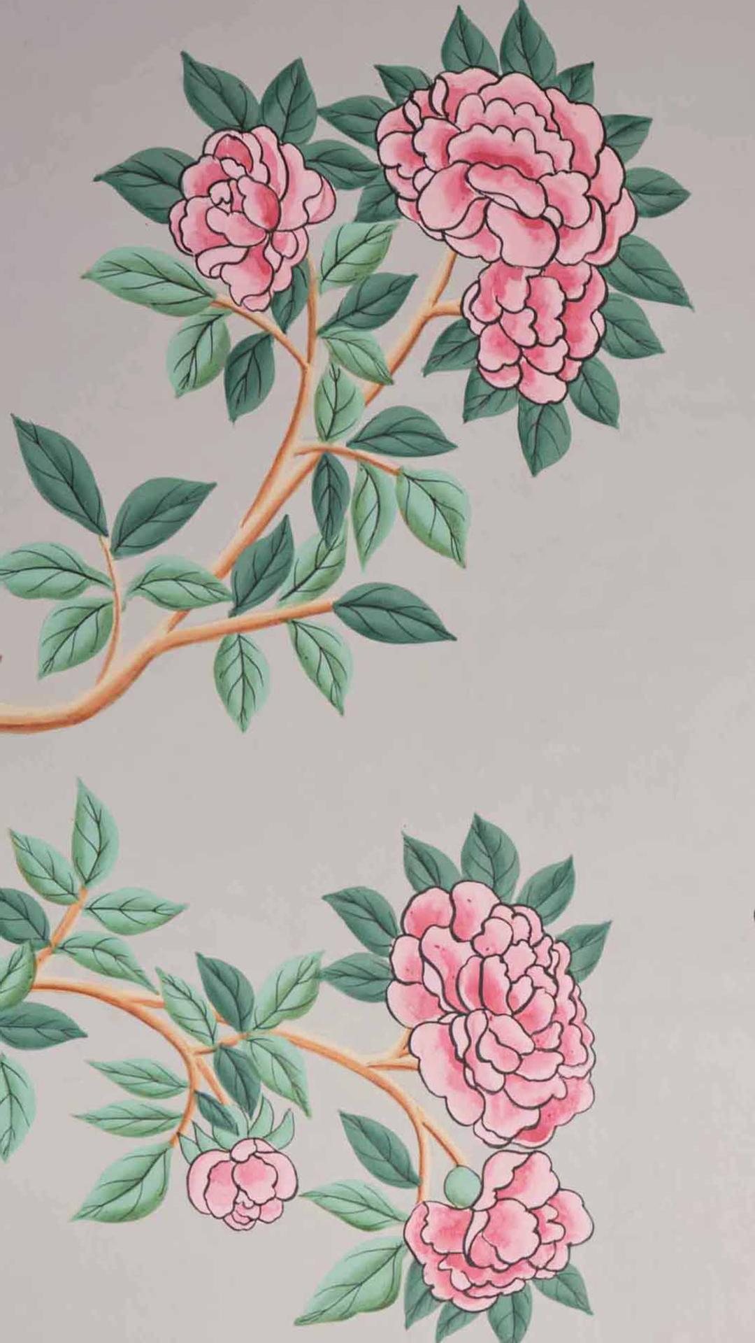 The William IV Room of The Royal Pavilion at Brighton, detail of reproduction wallpaper